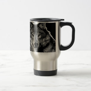 Mug De Voyage Oeuvre de Loup noir et blanc