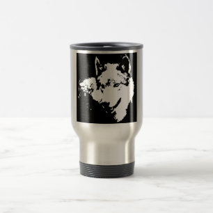 Mug De Voyage Oeuvre de Loup noir et blanc