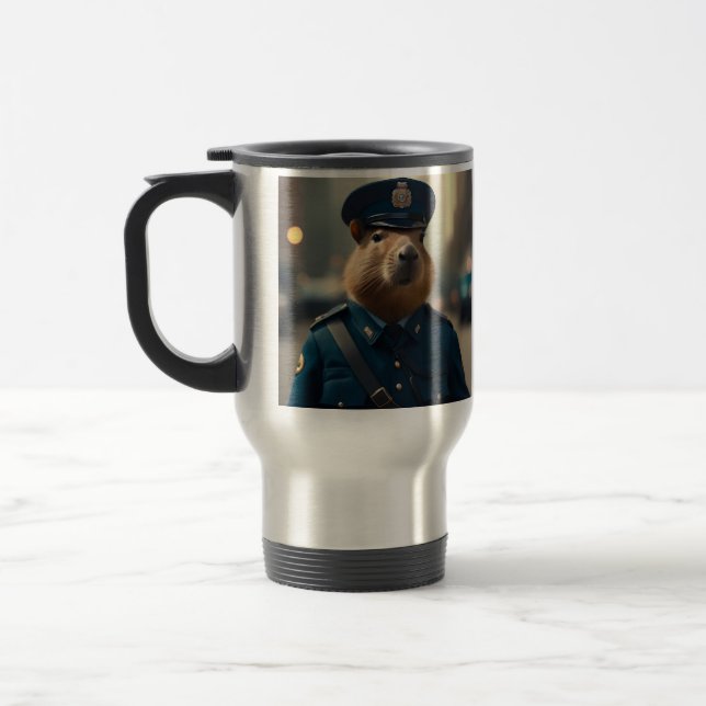 Mug De Voyage Officier Capybara : Garder la paix, (Gauche)