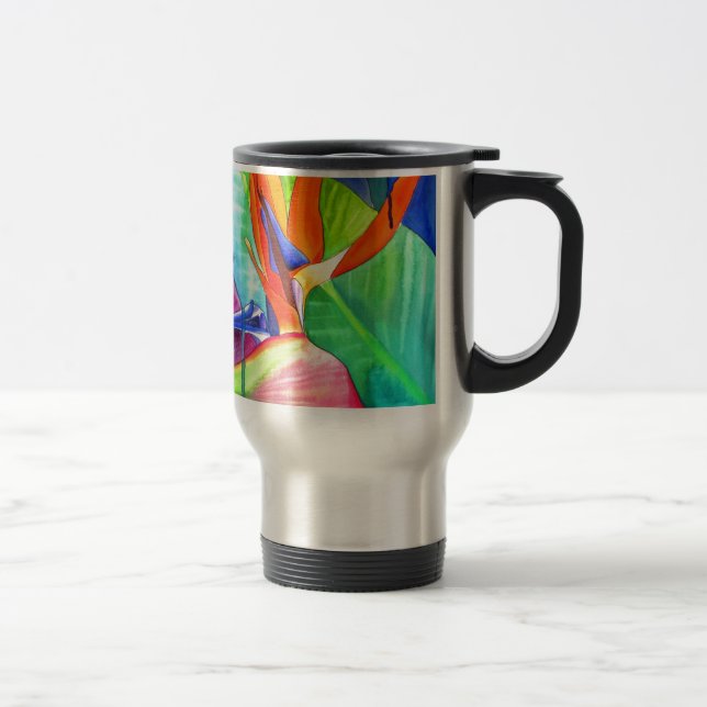 Mug De Voyage Oiseau du Paradis Strelitzia fleur art tropical (Droit)
