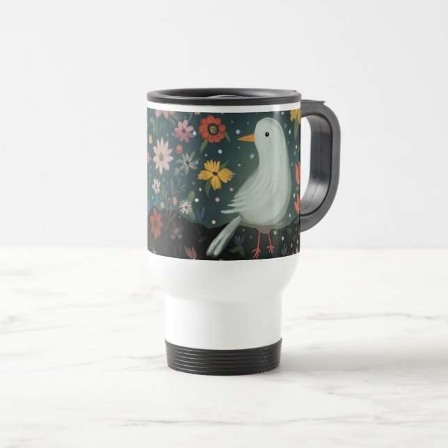 Mug De Voyage Oiseau floral (Devant droit)