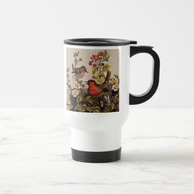 Mug De Voyage Oiseaux chanteurs Robin printanier vintage Botaniq (Droite)