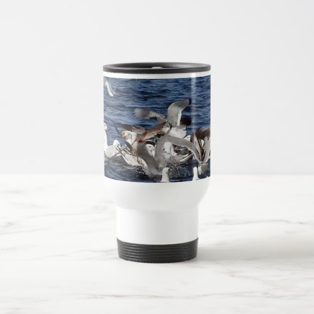 Mug De Voyage Oiseaux de mer côtiers frénésie d'alimentation Océ (Centre)