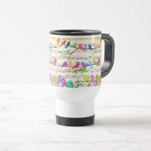 Mug De Voyage Oiseaux de musique colorés Voyage Printemps de la 