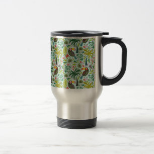 Mug De Voyage Oiseaux Exotiques Colorés Et Fleurs