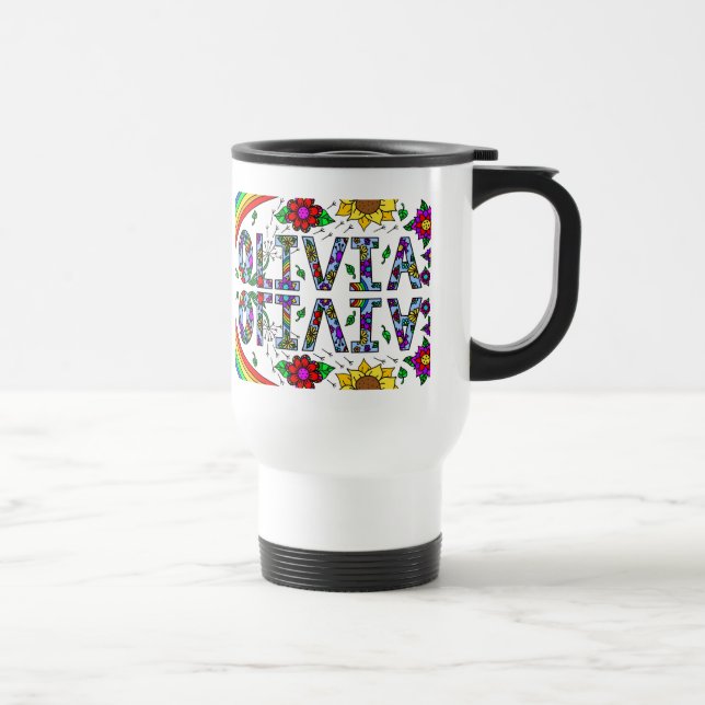 Mug De Voyage Olivia, Art numérique, Fleurs Whimsical (Droite)