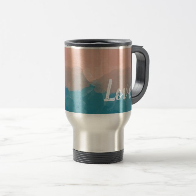Mug De Voyage Ombre rose et bleu amour dégradant (Devant droit)