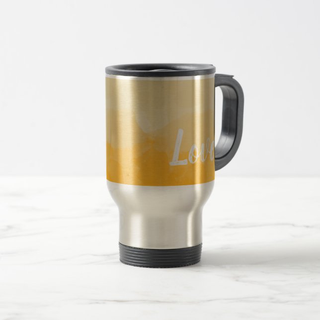 Mug De Voyage Ombre safran et soleil jaune amour dégradé (Devant droit)
