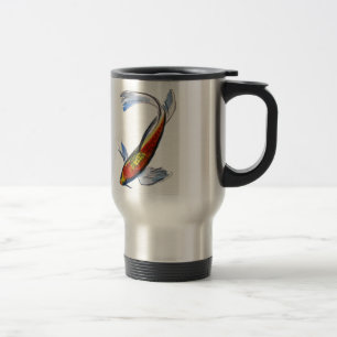 Mug De Voyage Orange Koi japonais aquarelle carpe art