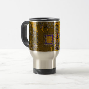 Mug De Voyage Ordinateur Geek Circuit Board Light Orange