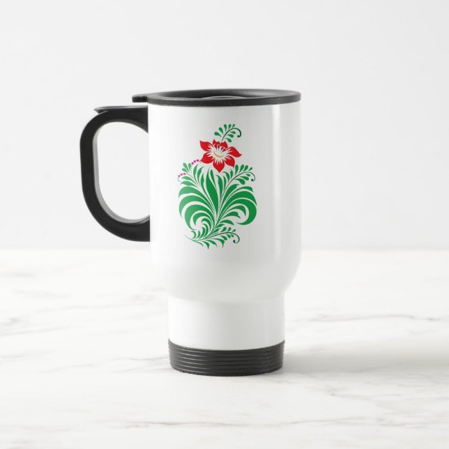 Mug De Voyage Ornamental Floral Flower Design – Elegant (Gauche)