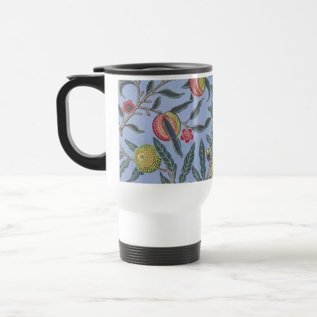 Mug De Voyage Ornement Bleu de Grenade Fruit William Morris (Gauche)