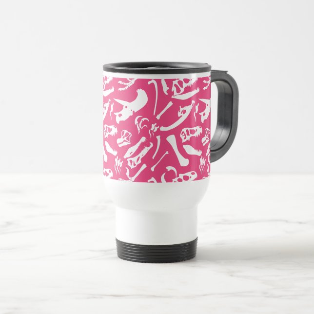 Mug De Voyage Os Dinosaures (Rose) (Devant droit)