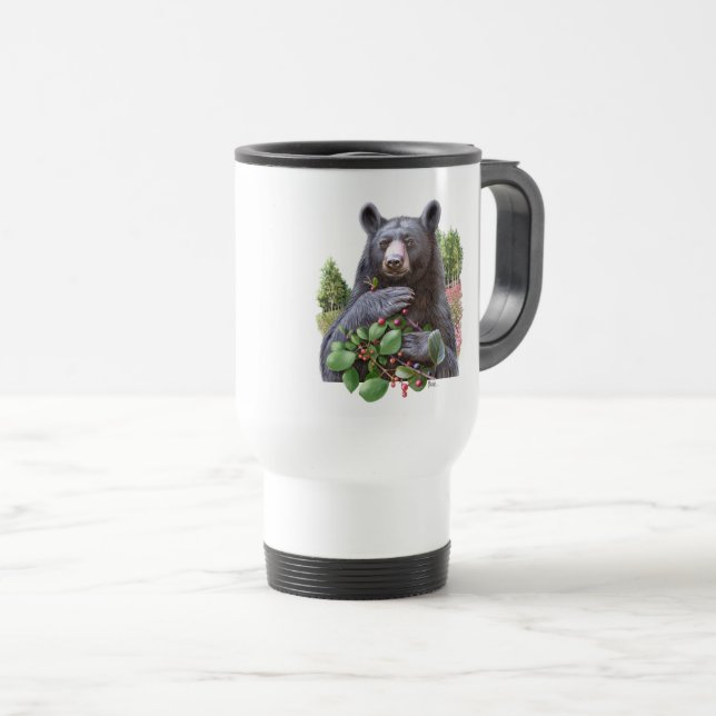 Mug De Voyage Ours Avec Branches Berry Peinture Cadeau (Devant droit)