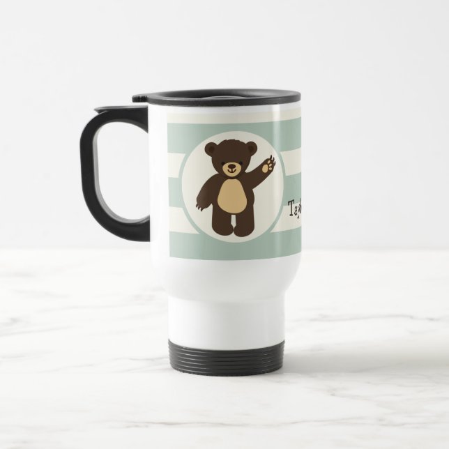 Mug De Voyage Ours Brown Bois mignon; Grandes Vert Sage (Gauche)