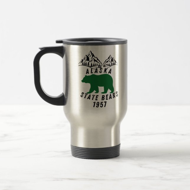 Mug De Voyage Ours de l'État d'Alaska Design Rétro Noir 1957 (Gauche)