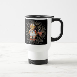 Mug De Voyage Ours infirmière vintage avec feux d'artifice blanc