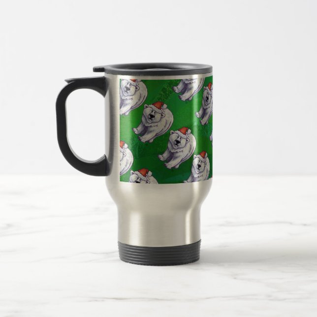 Mug De Voyage Ours polaire Noël sur vert (Gauche)