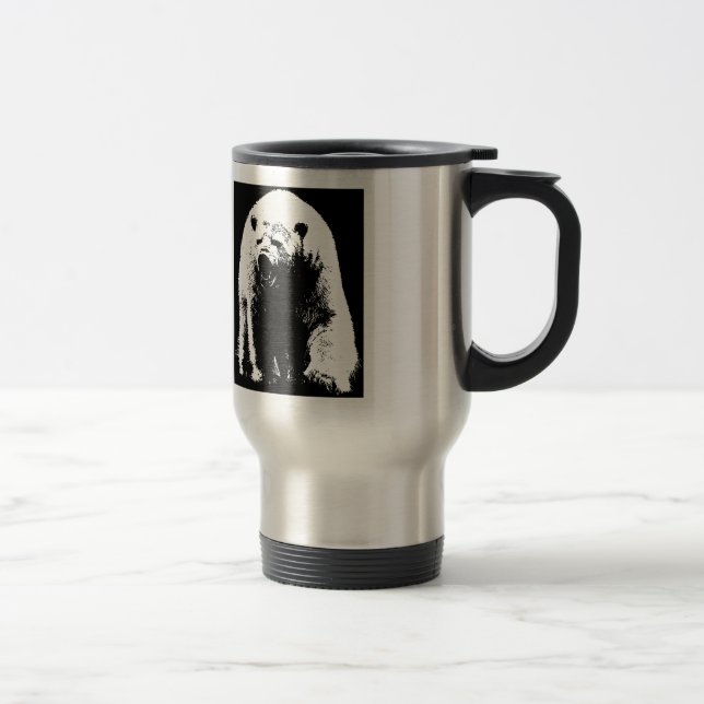 Mug De Voyage Ours polaire noir et blanc Pop Art (Droit)