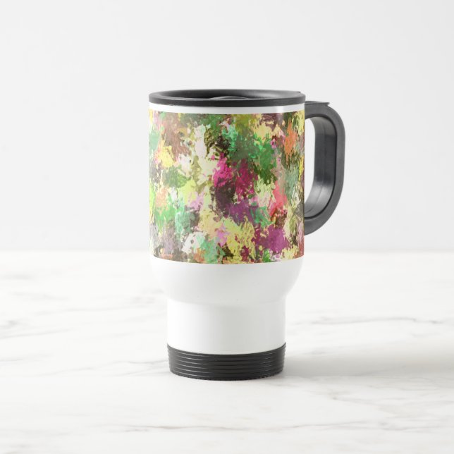 Mug De Voyage Paint Splatter Automne Couleur Feuilles Abstraits (Devant droit)