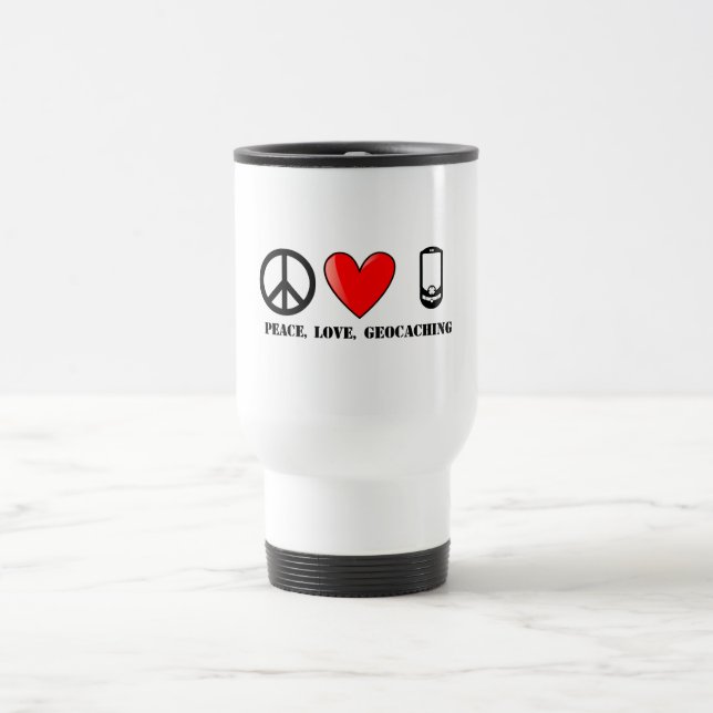Mug De Voyage Paix, amour, et Geocaching (Centre)
