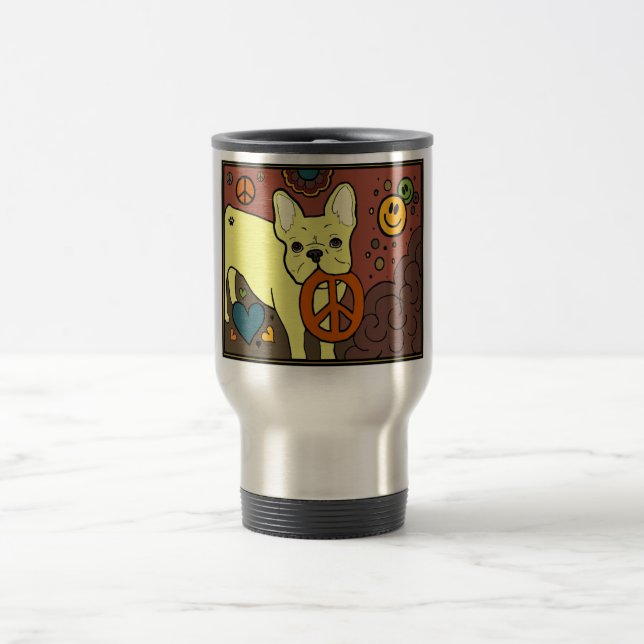 Mug De Voyage Paix de bouledogue français (Centre)