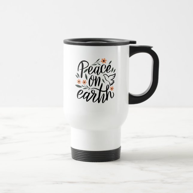 Mug De Voyage Paix sur Terre Design Floral (Droite)