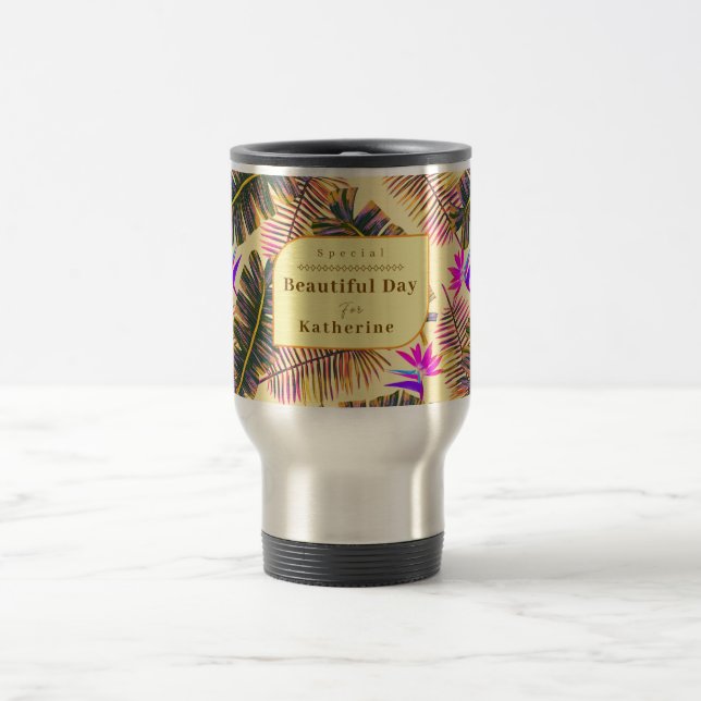 Mug De Voyage Palm Paradise jaune (Centre)