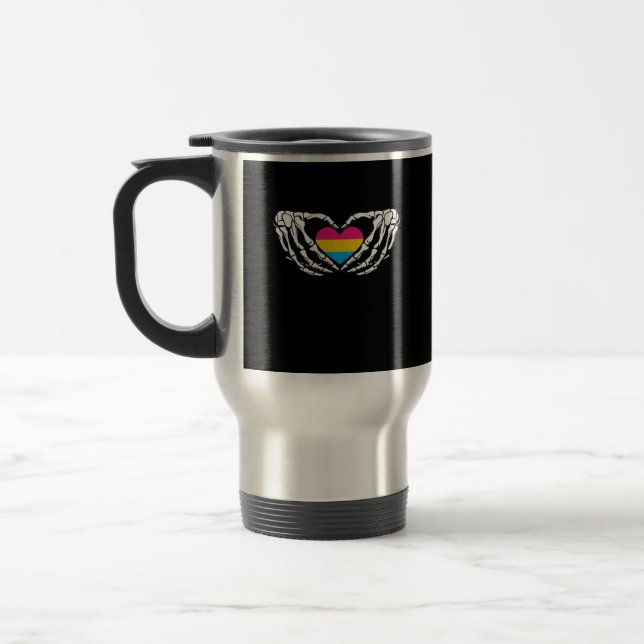 Mug De Voyage Pan Pride Skeleton Halloween Pan Goth Heart (Gauche)