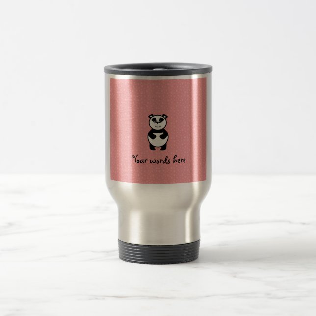 Mug De Voyage Panda avec l'arrière - plan rose de patte (Centre)