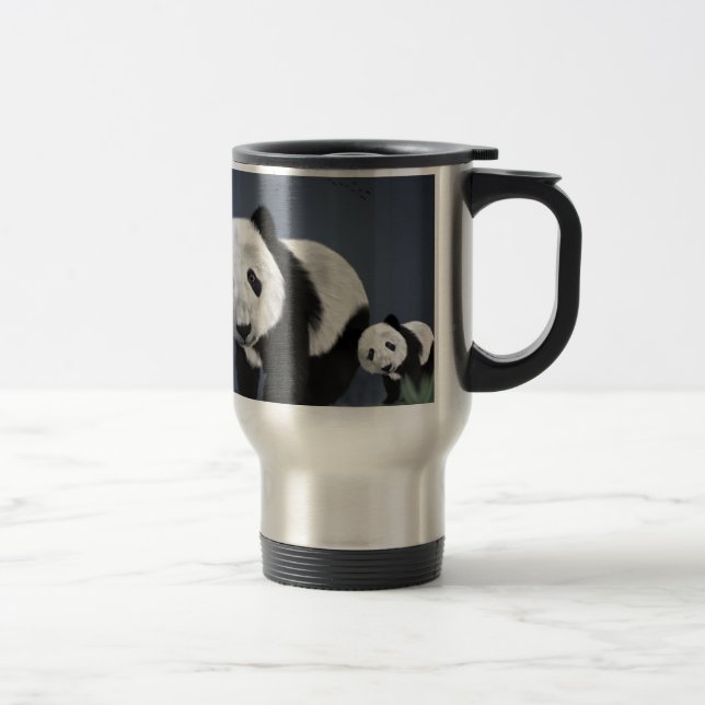 Mug De Voyage panda ours mignon animal noir blanc doux (Droit)