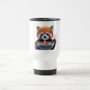 Mug De Voyage Panda rouge mangeant un bol de ramen