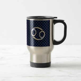 Mug De Voyage Panneau cancéreux Zodiac Navy Blue Carbon Fiber Pr