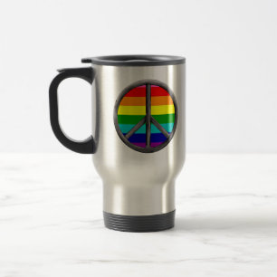 Mug De Voyage Panneau de paix arc-en-ciel gay pride Lgbtq