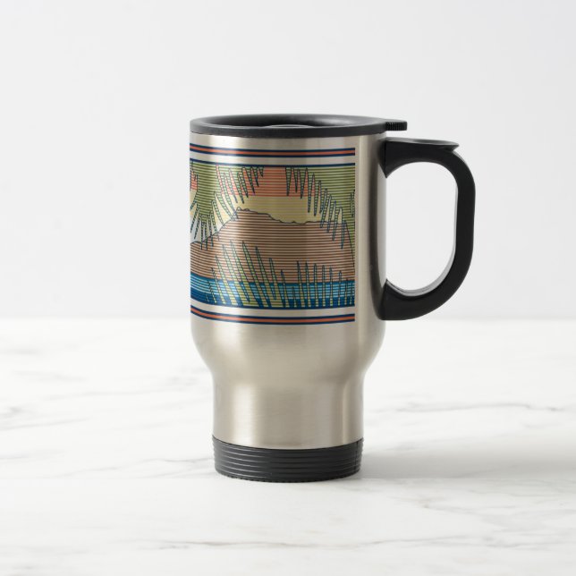 Mug De Voyage Panneau de surf hawaïen Ala Moana Diamond Head (Droit)