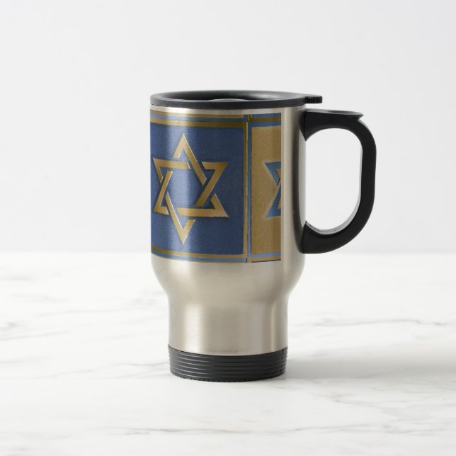 Mug De Voyage Panneaux d'art étoile de David bleu or (Droit)