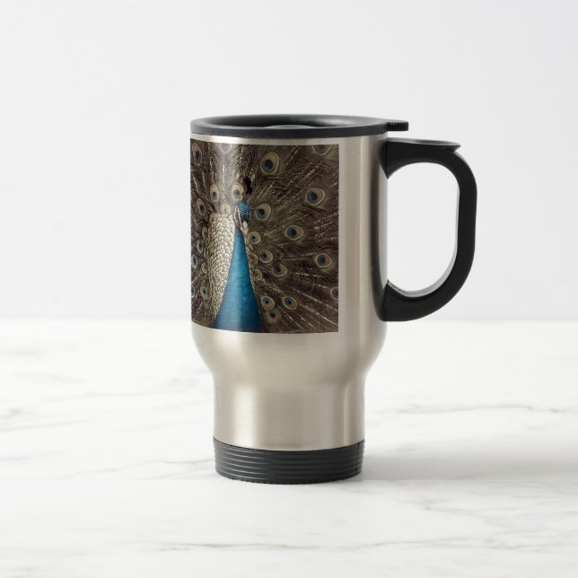 Mug De Voyage Paon Bleu Antique (Droit)