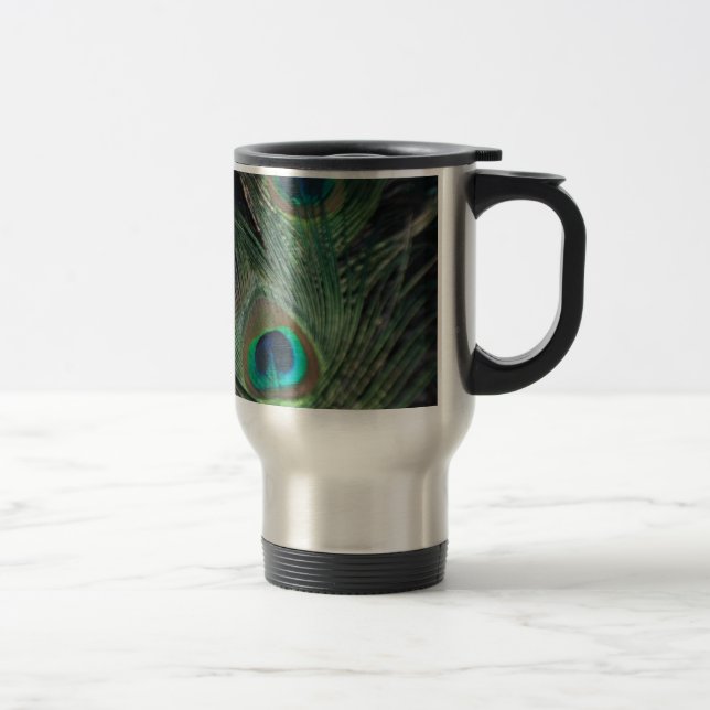 Mug De Voyage Paon noir d'arc-en-ciel (Droit)
