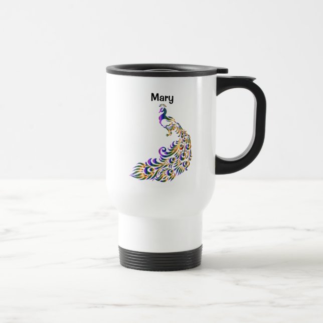 Mug De Voyage paon personnalisé (Droite)