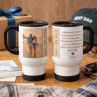 Mug De Voyage Papa, coucher de soleil sur la plage My Rock Fête