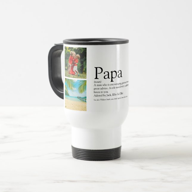 Mug De Voyage Papa Daddy Father Définition 4 Collage de photos (Devant gauche)