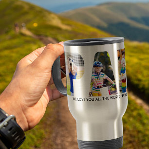 Mug De Voyage PAPA Lettre Cutout 4 Photo Collage Grandkids Noms