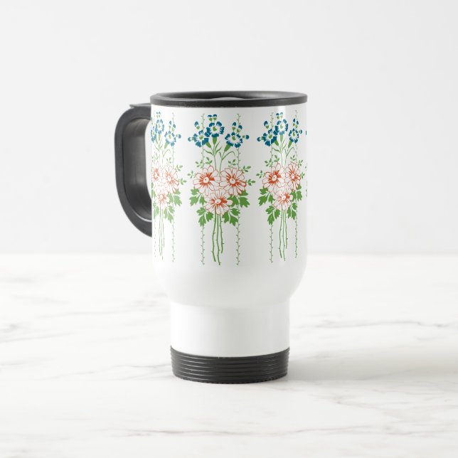 Mug De Voyage Papier peint baroque bouquet de fleurs (Devant gauche)
