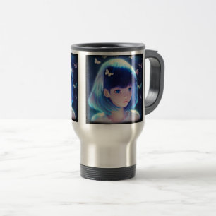 Mug De Voyage Papillon Anime Girl Travel/Commuter Mug, 15 oz
