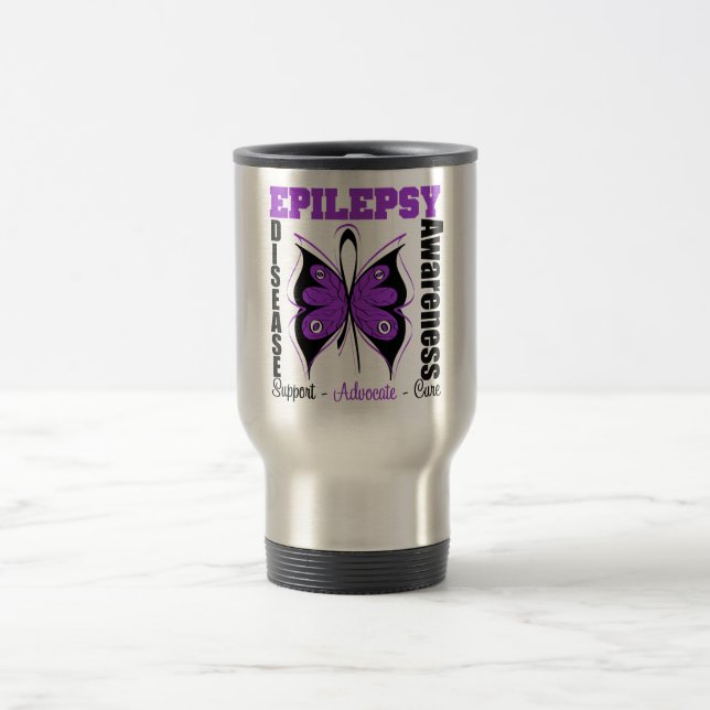 Mug De Voyage Papillon de conscience d'épilepsie (Centre)