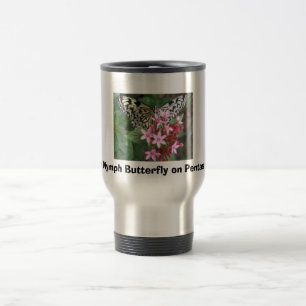 Mug De Voyage Papillon de nymphe d'arbre sur Pentas