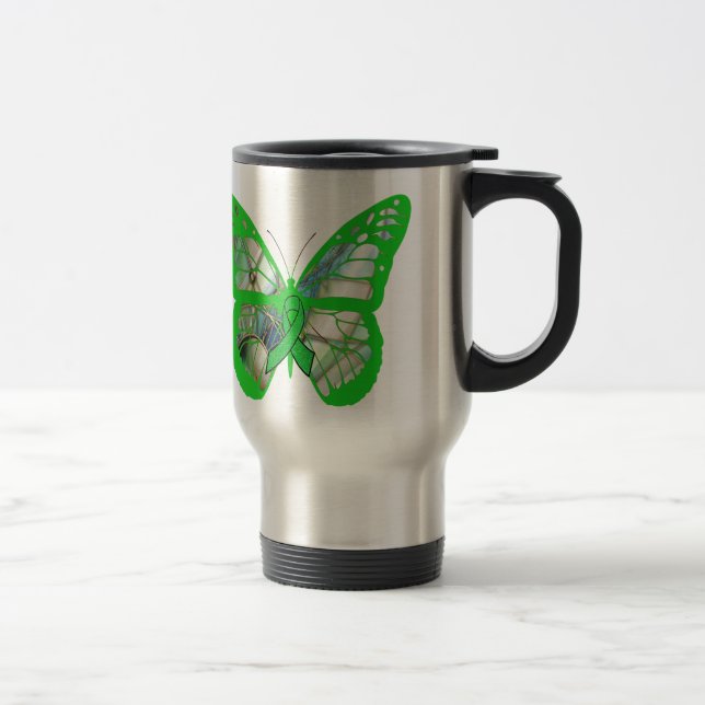 Mug de voyage Papillon de sensibilisation à la mal (Droit)
