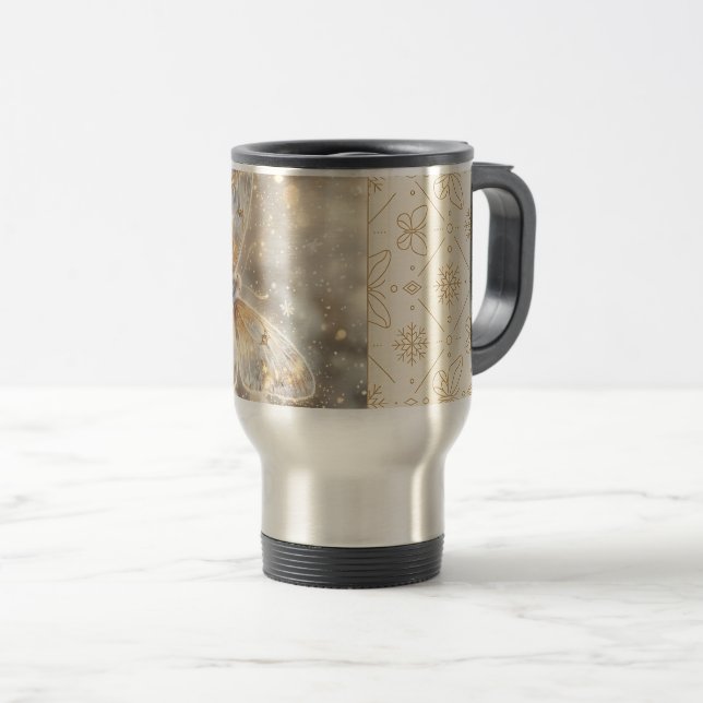 Mug De Voyage Papillon d'hiver doré (Devant droit)