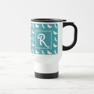 Mug De Voyage Papillon sarcelle et motif de libellule