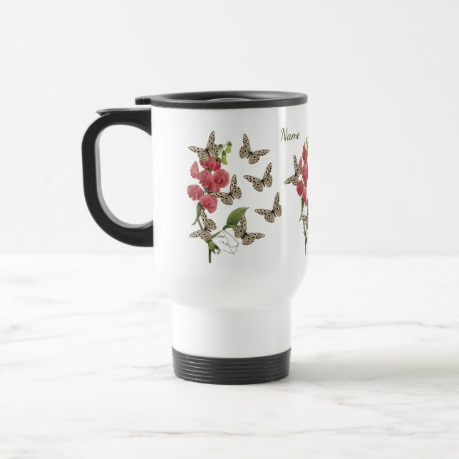 Mug De Voyage Papillons Et Fleur De Pois Doux (Gauche)